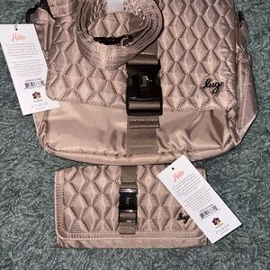 lug Harness Crossbody Bag and Matching Throttle RFID Wallet Set in Sand